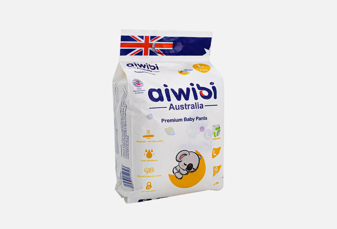 Трусики-подгузники 9-14кг Aiwibi Australia Premium L / кол-во 10 шт