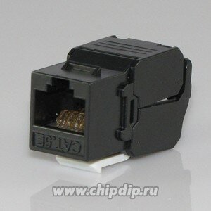 HYC-K28F112, Розетка Keystone 8P8C (RJ-45) CAT.5a, черная (TOOL FREE & PUNCH DOWN)