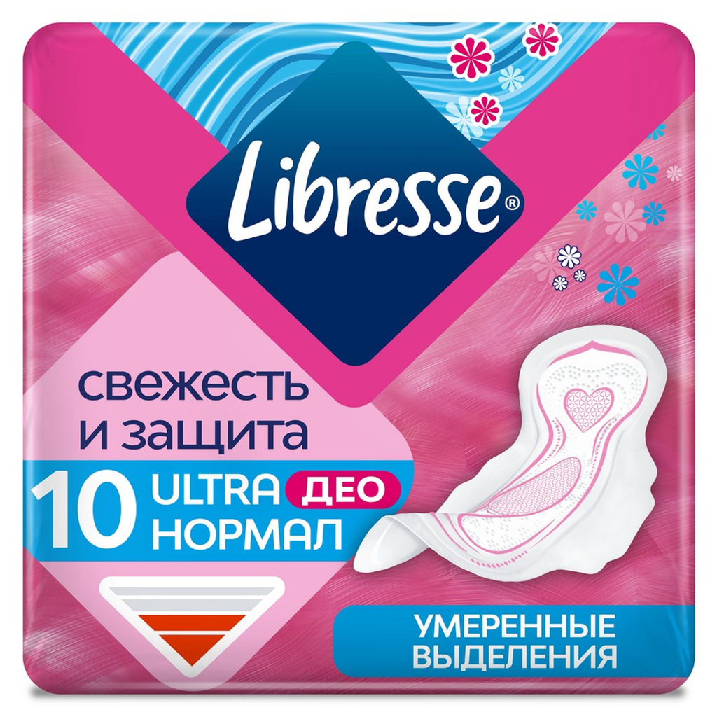 Прокладки LIBRESSE Ultra Normal Deo с мягкой поверхностью, 10шт