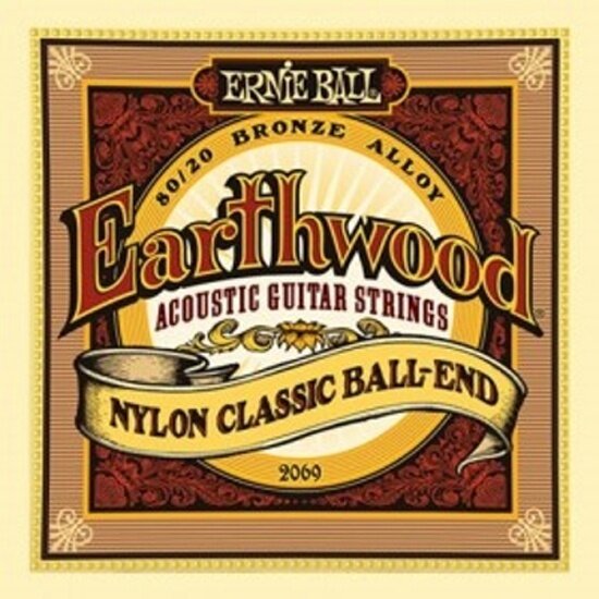 Струны Ernie Ball Earthwood 80/20 Folk Nylon, для классической гитары