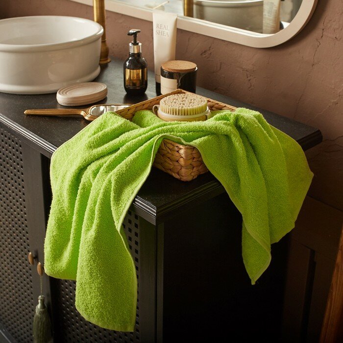 фото Полотенце махровое Экономь и Я 30*60 см, цв. зеленый, 100% хлопок, 320 гр/м2