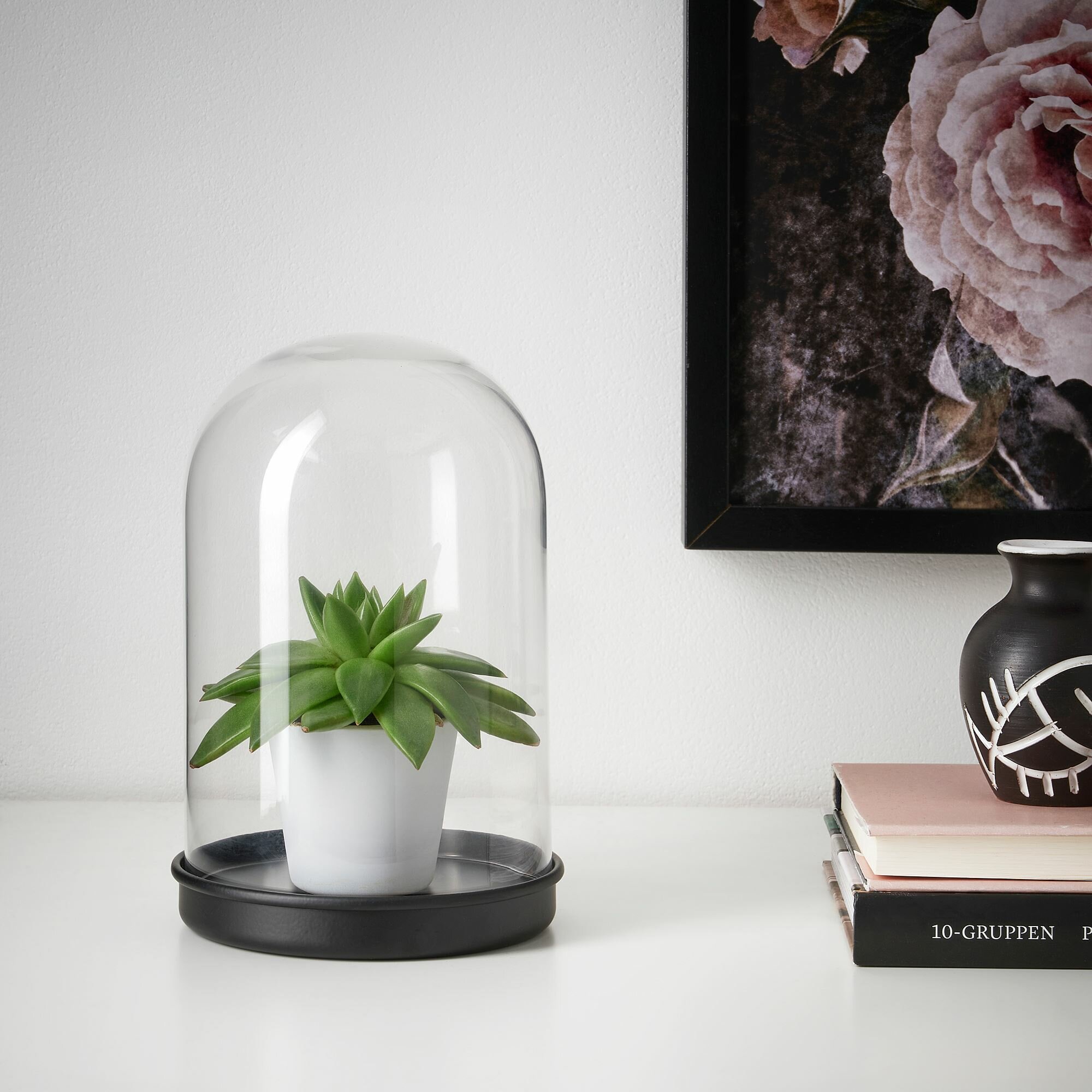 Икея / IKEA SKONJA, сконя, глобус стеклянный с подставкой, черный, 21 см