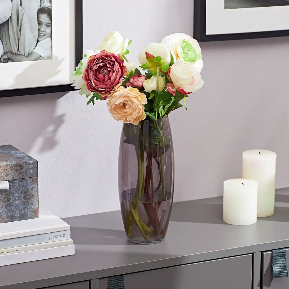 фото Ваза дымка овальная стекло цвет серый 25 см