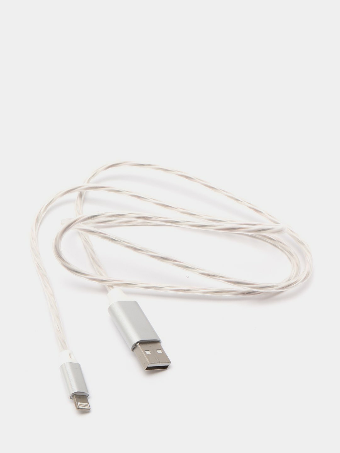 Светящийся USB-зарядник с micro-USB, Цвет Белый, Разъём Micro Usb