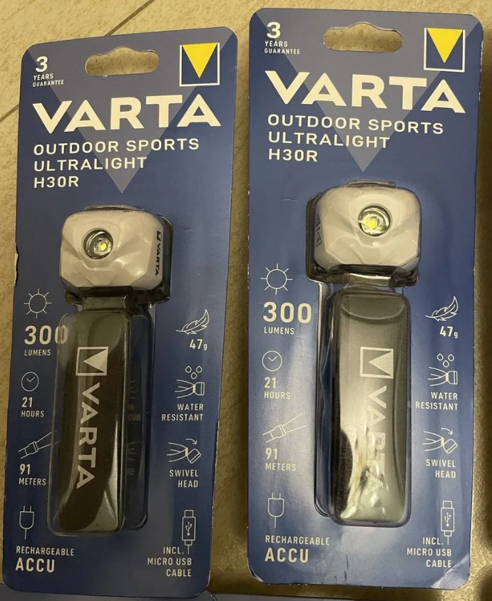 фото Налобный фонарь аккумуляторный светодиодный Varta Ultralight H30R white Outdoor Sports белый, легкий, LED 3 Вт 300