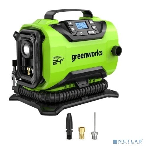 GreenWorks Домкраты Greenworks ACG301 Компрессор автомобильный аккумуляторный 24V / 12V (от сети автомобиля) без АКБ и ЗУ 3400807