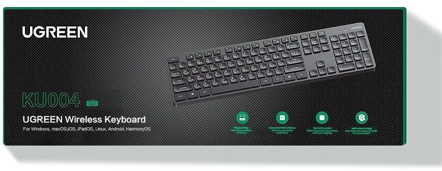 Клавиатура беспроводная UGREEN KU004 2.4 GHz Wireless Keyboard черный