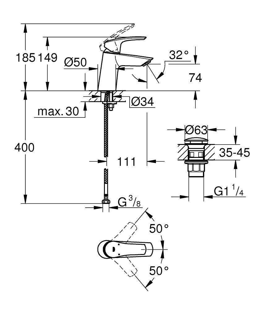 Смеситель для кухни (мойки) Grohe 23968003 Eurosmart 2021 нажимной