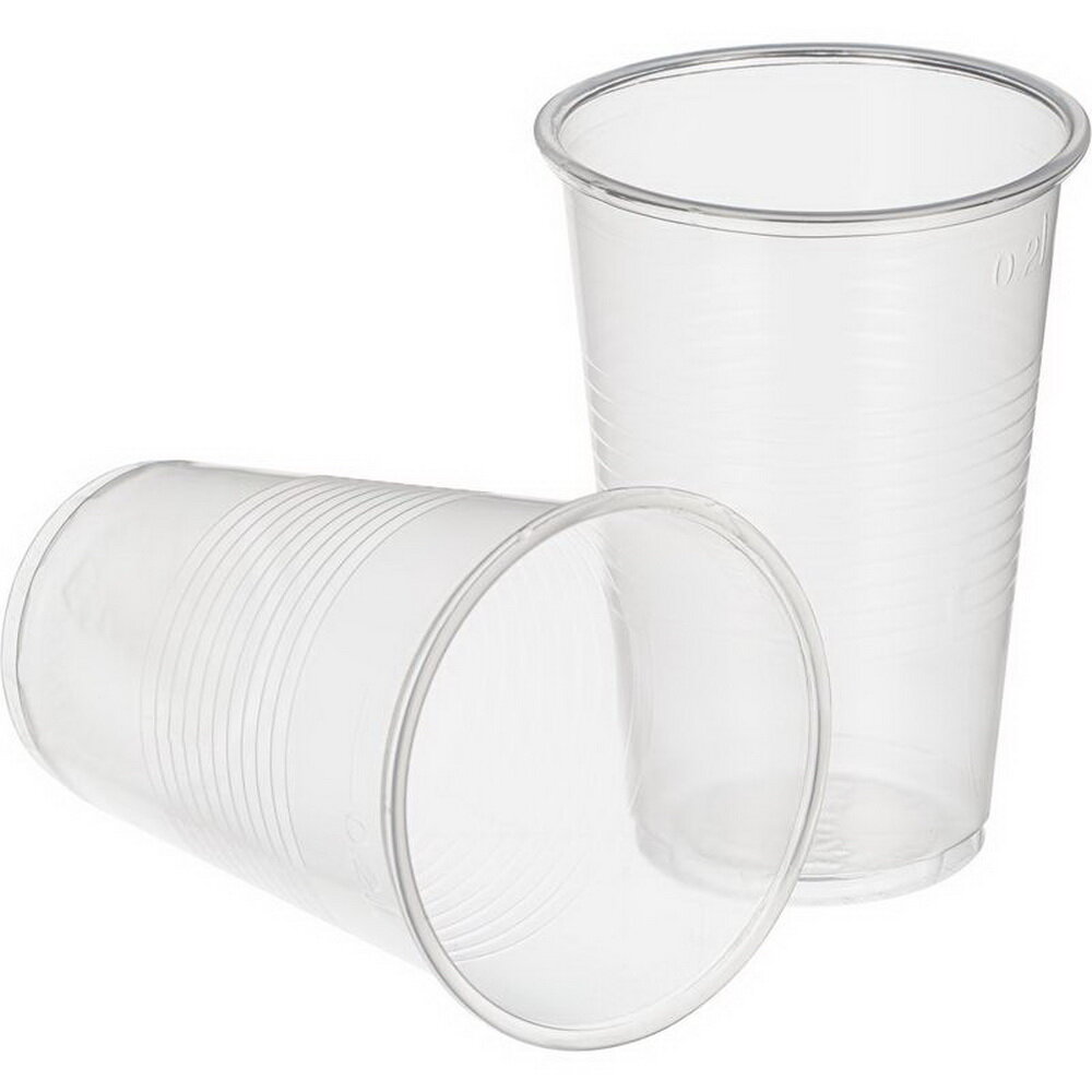 фото Одноразовые пластиковые стаканы, прозрачные, 200 мл., плотность 0,92гр/см3., 100 штук