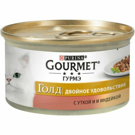 "Gourmet Gold" для кошек - паштет утка/индейка, 4 штуки по 85 гр