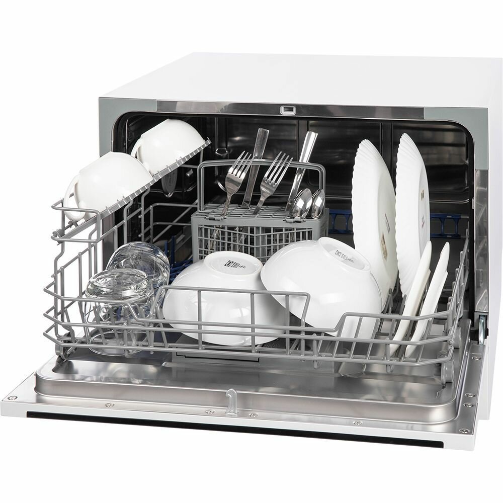 Посудомоечная машина HIBERG T56 615 W, отдельностоящая, возможность встраивания, mini, 7 программ, 2 корзины, цвет белый - фотография № 7