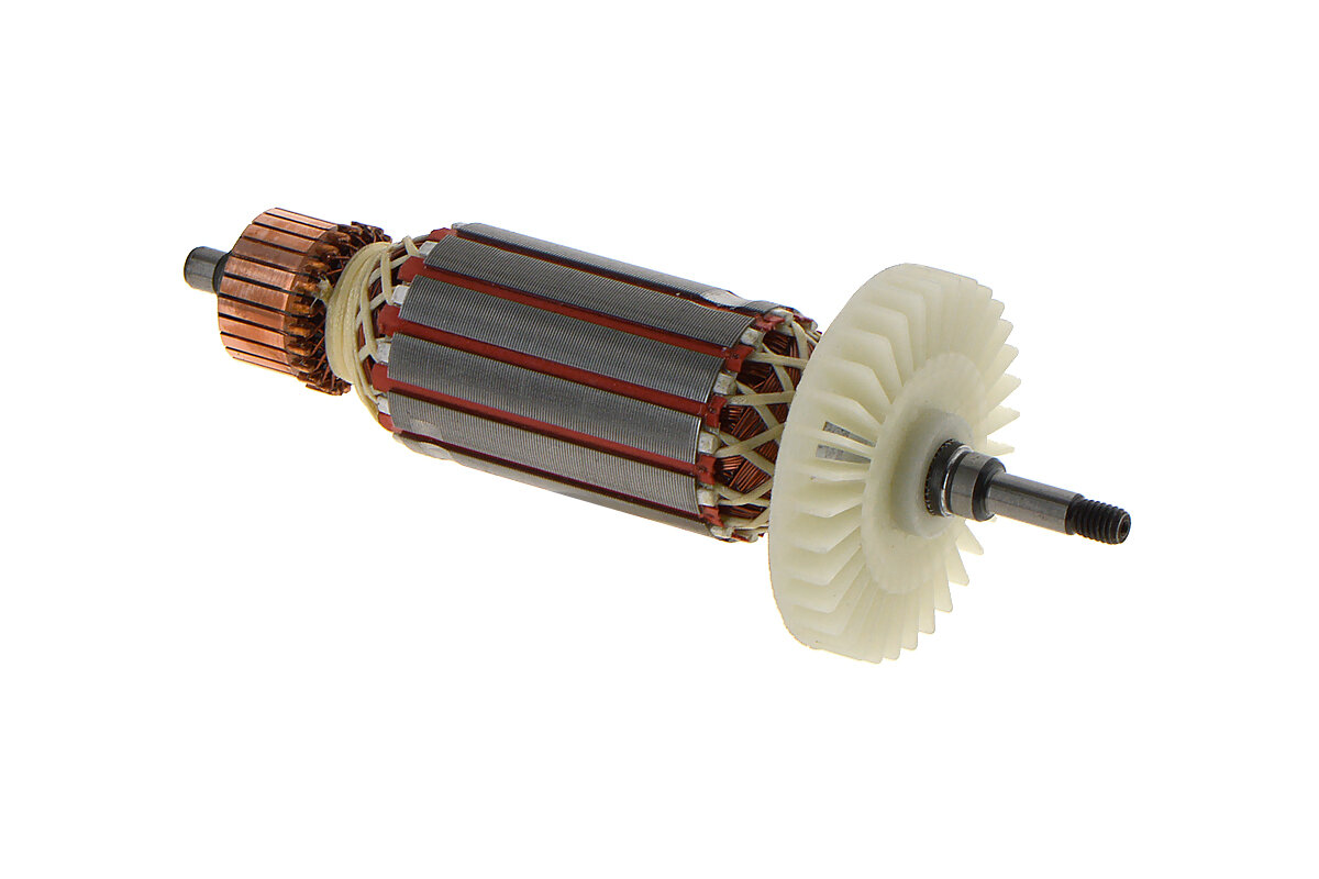 фото Ротор (якорь) (L-167 мм, D-37 мм, резьба М6 (шаг 1.0 мм)) подходит для болгарки (УШМ) ИНТЕРСКОЛ УШМ-150/1300 (s/n 664.****)