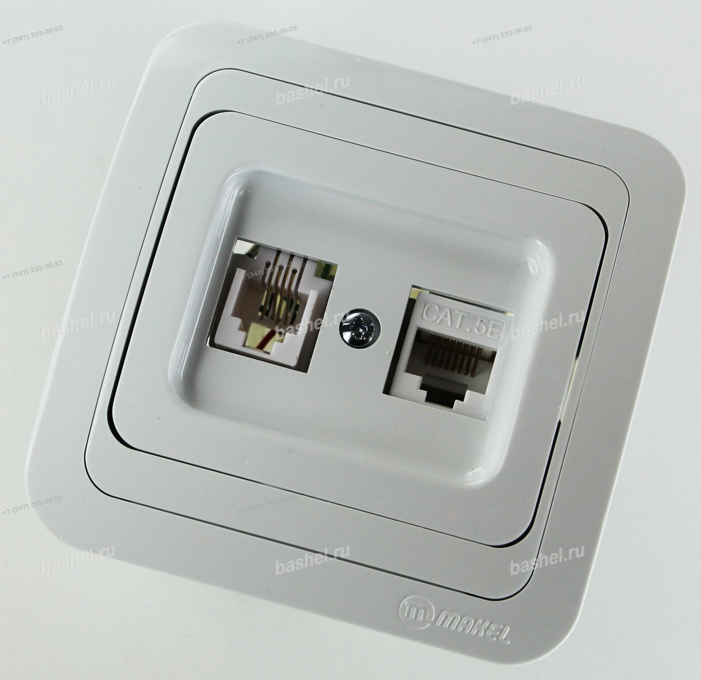 фото Розетка Makel RJ45 + RJ11 (бел.) электротовар