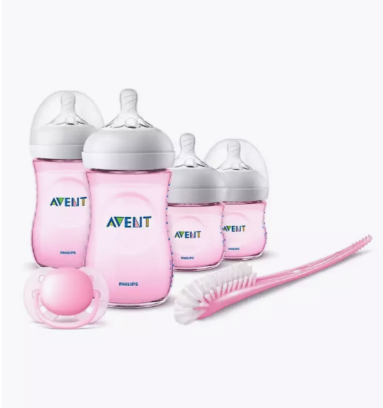 фото Подарочный набор Philips Avent Natural SCD301/03 для новорожденных: 4 бутылочки (2 x 125 мл, 0 мес+ и 2 x 260 мл, 1 мес+), пустышка и щеточка