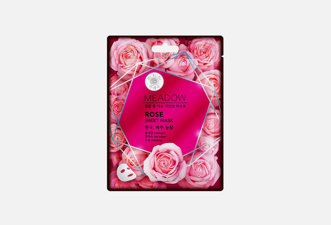 Тканевая маска Mi-Ri-Ne MEADOW Rose & Ginseng Glacier Water Sheet Mask / количество 1 шт