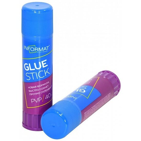 фото Клей-карандаш Informat 40 г для бумаги, картона, фото быстросохнущий PVP