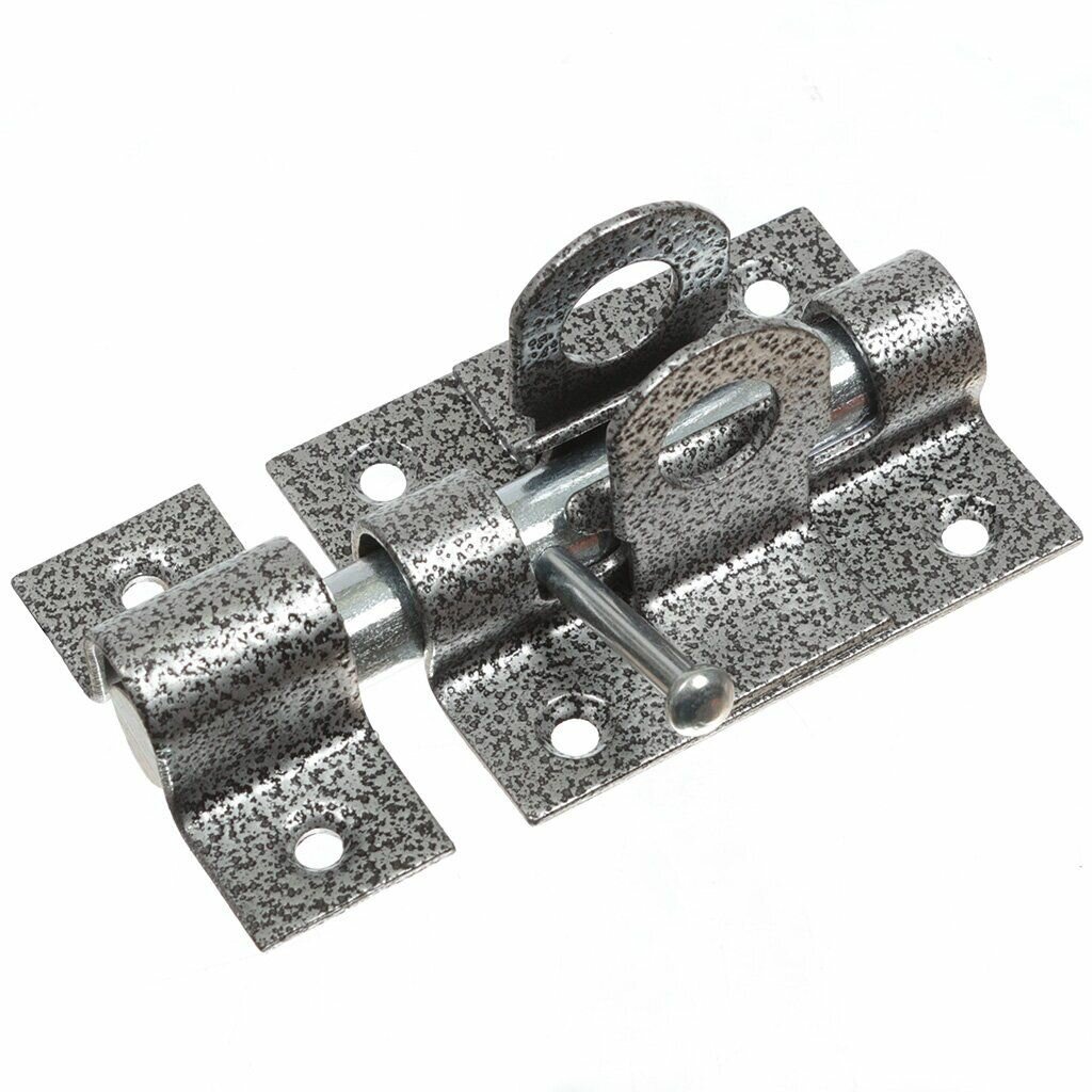 фото Засов нак. "Делга" с проушиной с круглым ригелем (серебро)