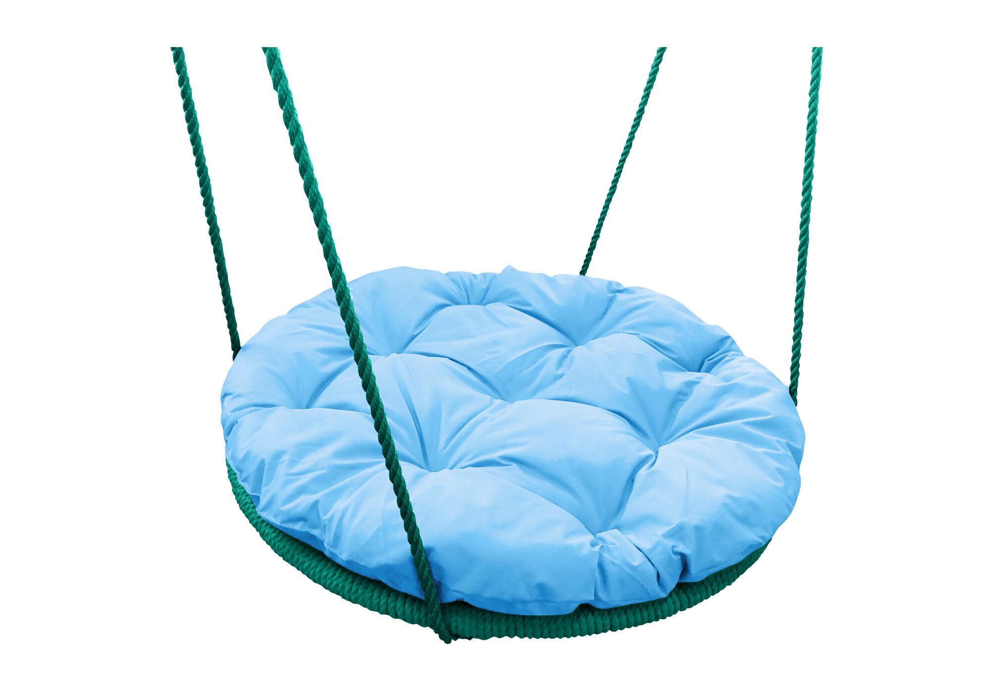 Качели M-group гнездо с подушкой 08 м с оплёткой голубая подушка