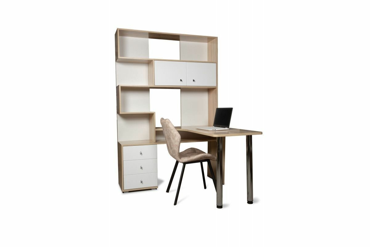 фото Компьютерный стол СК-10, ЛДСП Дуб сонома/Белый(левый) Бител