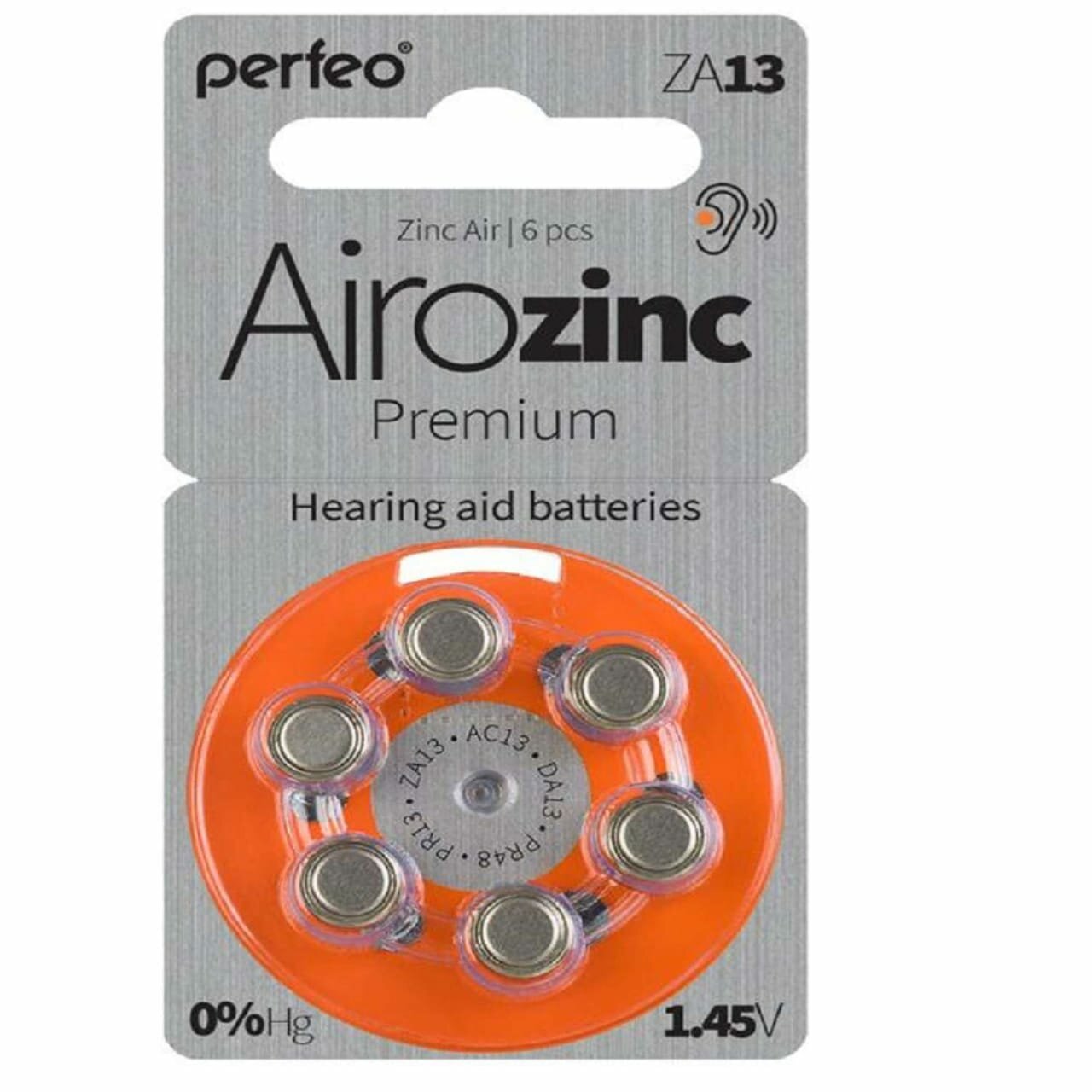 Батарейки AIROzinc ZA13 для слуховых аппаратов