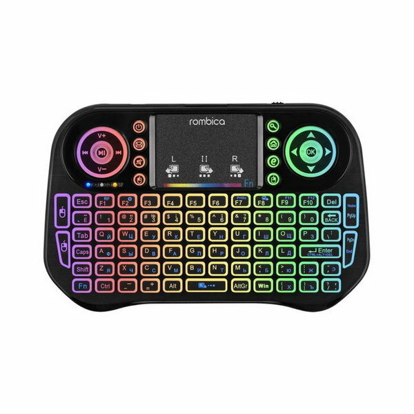 Мини-клавиатура Rombica Air Touch RGB беспроводная для ТВ и ПК USB touch чёрная