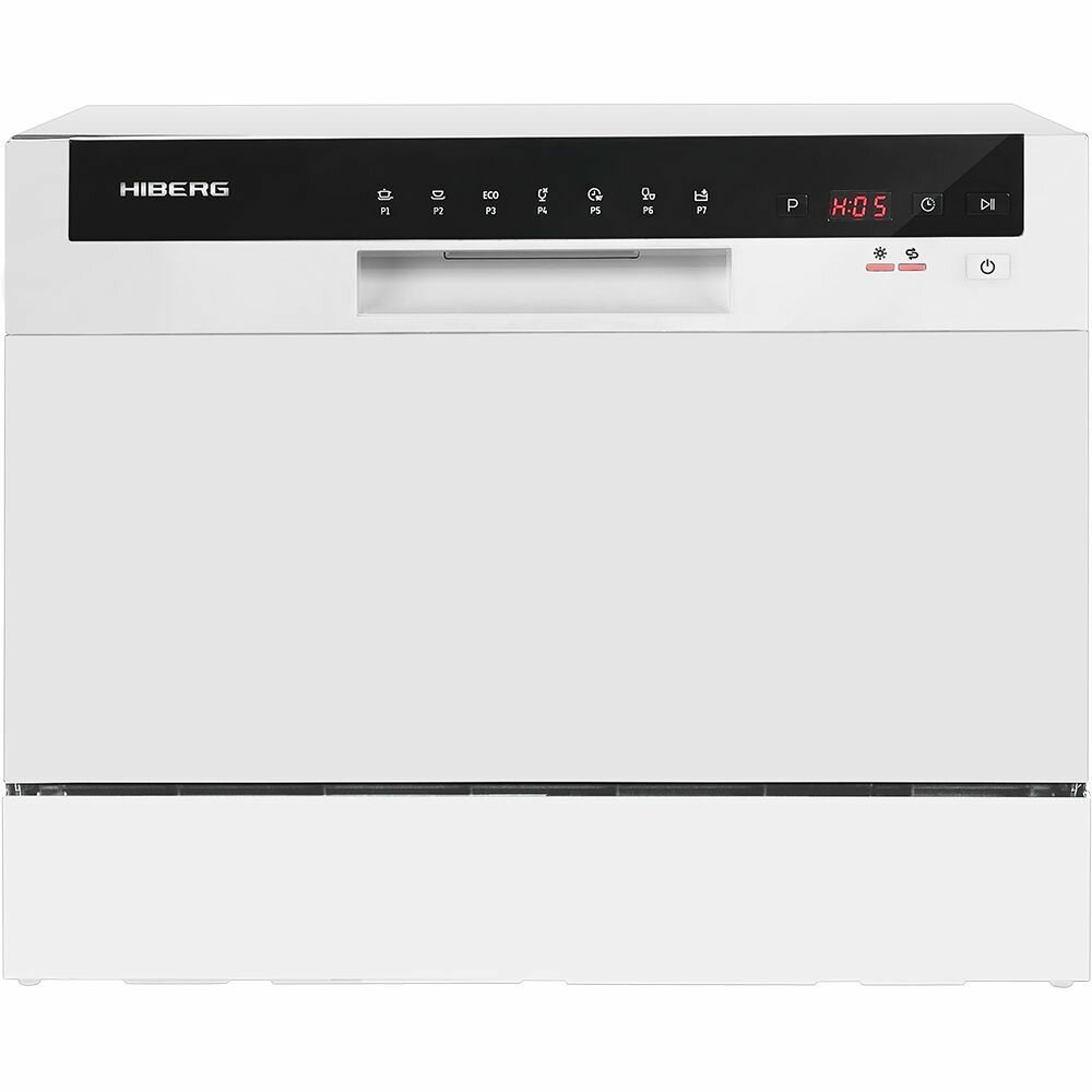 Посудомоечная машина HIBERG T56 615 W, отдельностоящая, возможность встраивания, mini, 7 программ, 2 корзины, цвет белый - фотография № 2