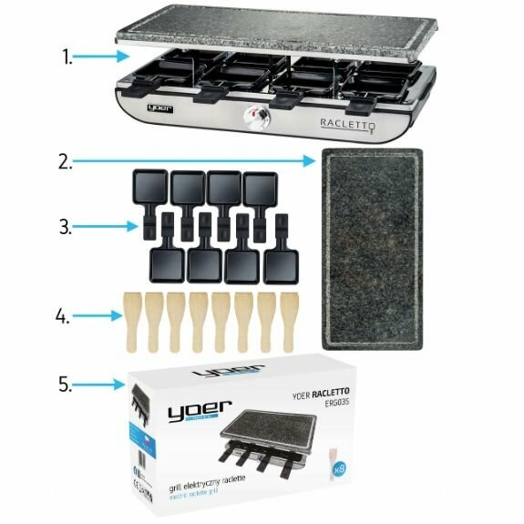 Раклет-гриль Yoer Racletto 2в1 серебристый 1400 Вт - фотография № 9