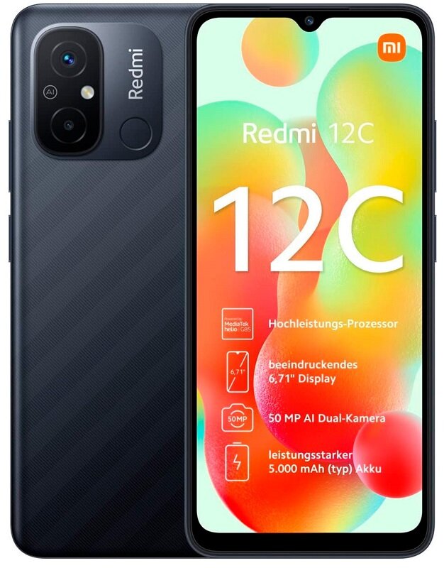 Xiaomi Redmi 12C 4/64 ГБ Global Rom, 2 nano SIM, серый графит