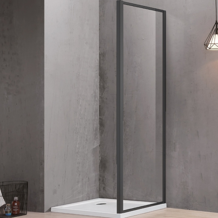 Неподвижная душевая стенка Aquatek AQ ARI WA 09020BL 900x2000 для комбинации с дверью профиль черный стекло прозрачное
