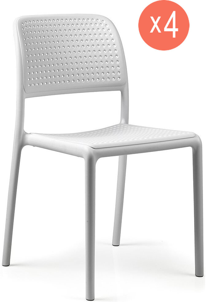 Комплект из 4 стульев обеденных Nardi Bora Bistrot, уличные, нагрузка до 120 кг, белый