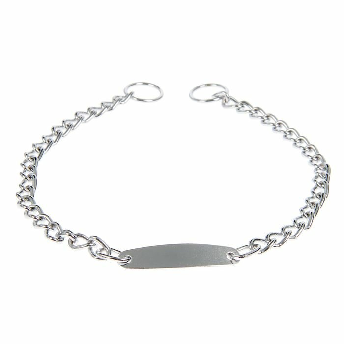 фото Ошейник - удавка с табличкой под гравировку, 50 см, толщина проволоки 2,5 мм