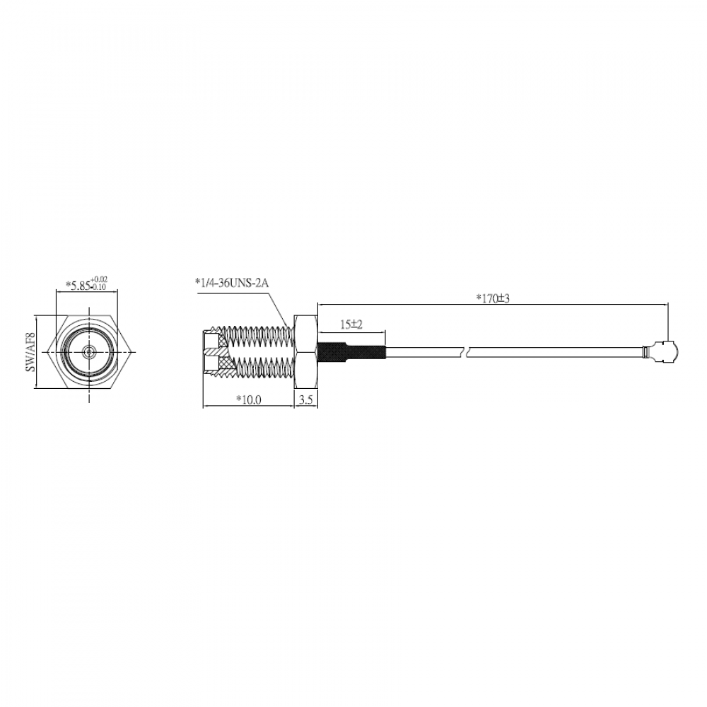 Кабель 1750008799-01 Advantech WiFi Coaxial Cable 150 mm Advantech SMA/F-R-BH MFH4/113 BLK