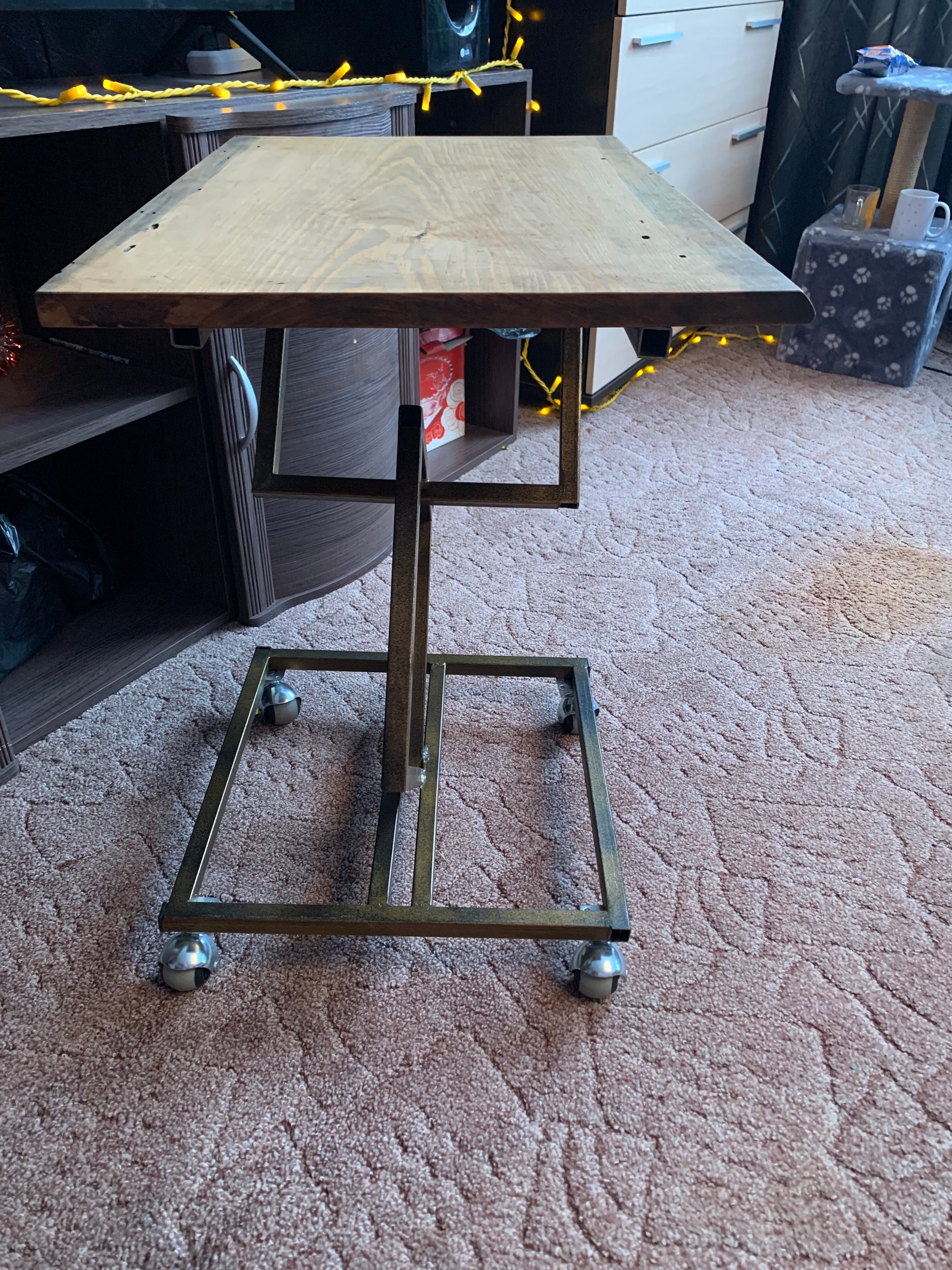 фото Стол прикроватный Gromell JAWA мобильный, на колесиках, дикий дуб