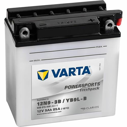 Мото аккумулятор VARTA Powersports FP 509 015 008 A514 (12N9-3B, YB9L-B) 9 А.ч 136х76х140