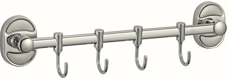 фото Планка VIKO V-407 с 4-мя двигающимися крючками, Lобщ=340/Lвн=290мм, в пакете (нержавейка), хром