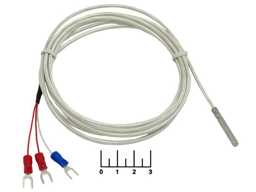 Датчик температуры PT100 100 Ом 2м 4*30мм (3 провода) WZP-035 (-50.~450C) +
