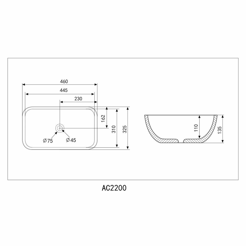 Раковина накладная Abber Rechteck черная матовая 460х325х135 мм AC2200MB - фотография № 5