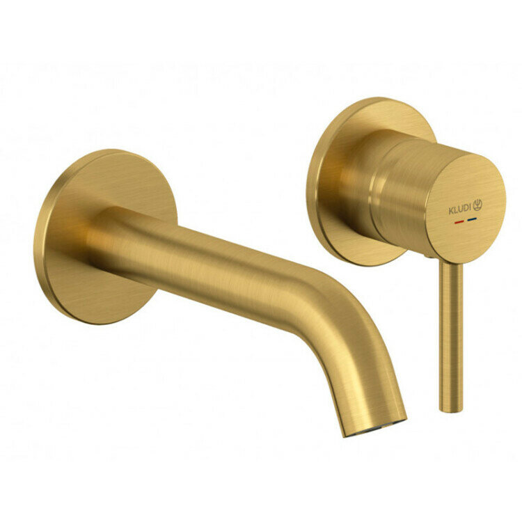 фото Смеситель Kludi Bozz 38244N076 для раковины, длина излива 18 см, цвет золото брашированное