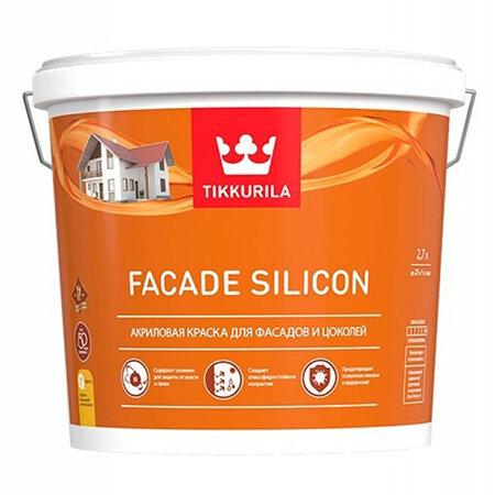 Tikkurila Facade Silicon / Тиккурила Фасад Силикон акриловая краска для фасадов и цоколей 9л База С
