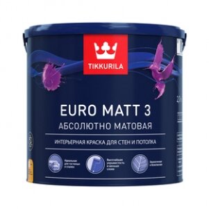 Tikkurila Euro Matt 3/Тиккурила евро МАТ 3 Глубокоматовая водно-дисперсионная краска база С 0,9л