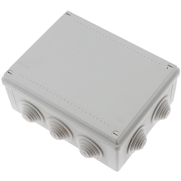 фото Коробка 54100 распаечная пластиковая с сальниками 204х159х84мм IP55 серая (ДКС)