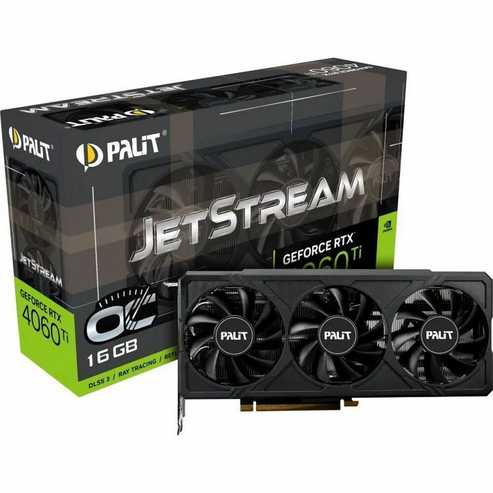 Palit Видеокарта Palit RTX4060Ti JETSTREAM OC 16GB GDDR6 128-bit 3xDP HDMI 3FAN RTL GeForce RTX 4060Ti