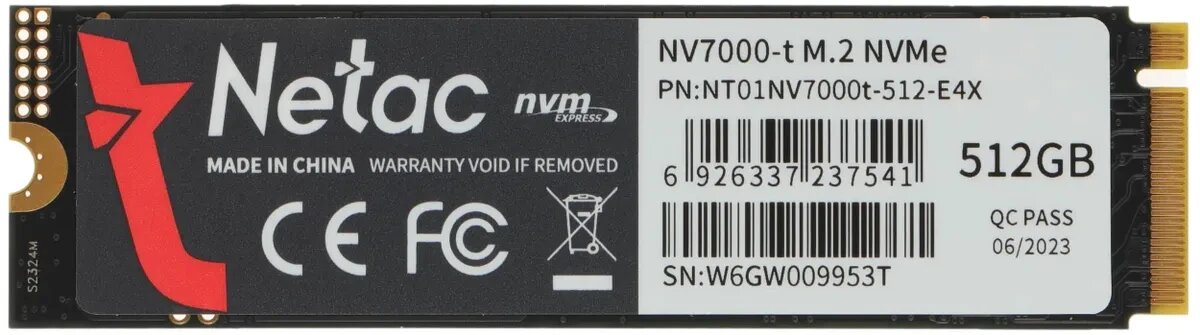 SSD накопитель Netac NV7000-t M.2 2280 512GB (NT01NV7000t-512-E4X)