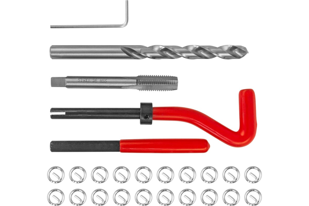 TRIS9125 Набор для восстановления резьбы M9x1.25 25 предметов.Thorvik