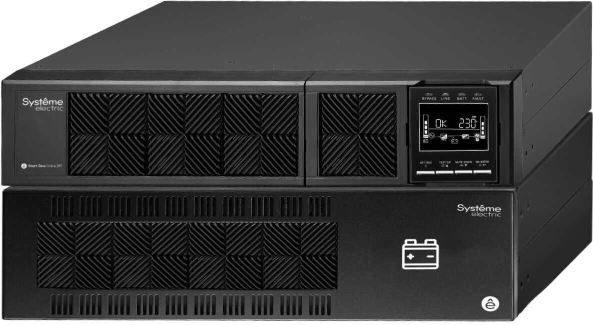 Источник бесперебойного питания Systeme Electriс Smart-Save Online SRT, 6000VA/6000W, On-Line, Extended-run, Rack 2U+3U(Tower convertible), LCD, Out: Hardwire, SNMP Intelligent Slot, USB, RS-232, Pre- Systeme Electric - фото №1