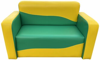 Детский диван зелено-желтый двухместный "Солнышко"