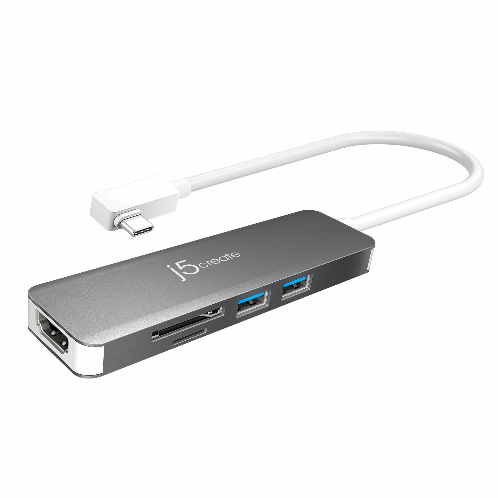 Мульти-переходник j5create USB-C 3.1 с супер высокой скоростью. Порты: HDMI SD microSD 2 x USB-A