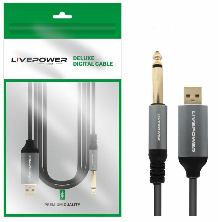 Кабель адаптер USB 6.3mm штекер (гитарный) LivePower Аудио Premium H256 S281 1.8m