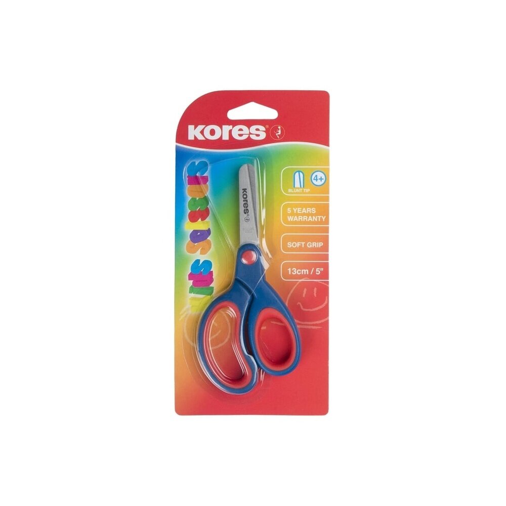 Ножницы Kores детские, Softgrip, 13 см, с пластик, прорезиненные, асимметричные ручки
