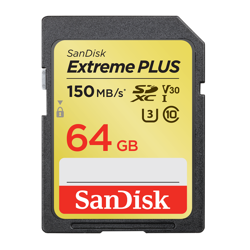 Флеш-накопитель Sandisk Карта памяти Sandisk Extreme Plus SDXC Card 64GB, 150MB/s V30 UHS-I U3 - фото №1